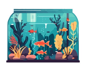 Wall Mural - Underwater aquarium nature fishes