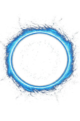 Circle light frame blue illustration art on transparent background. Generative Ai.