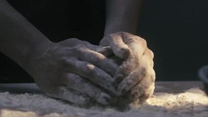 Wall Mural - Cook preparing dough for baking