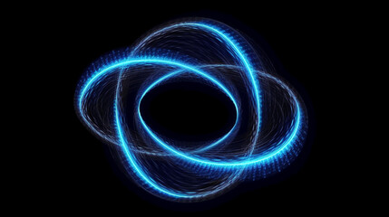 Energetic blue circular shapes, in the style of infinity sign. AI generative