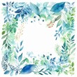 © Elle Arden  - A square floral frame with watercolor leaves. Generative AI.