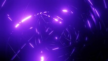 3d Render. Intersection Of Wire With Purple Neon Glow On Faces Crossing Each Other. Abstract Sci Fi And Technology Background With Concentric Mechanism And Beautiful Light.