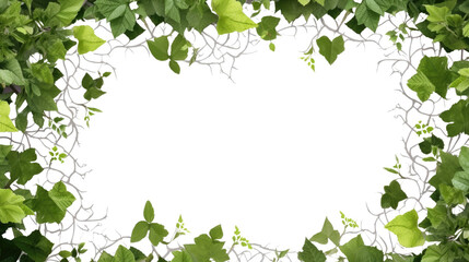 Wall Mural - lush leafy vines as a frame border, isolated with copyspace