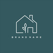 Line art natural house logo vector