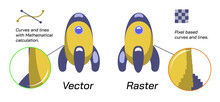 Vector Vs Raster Image Illustration. Infographic Design Elements For Web Ui Ux And Application Developers. Pixelated And Pixel Free Image Comarison