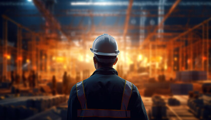 Wall Mural - electrical engineer at construction site