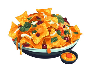 Wall Mural - nachos with fresh vegetables and guacamole