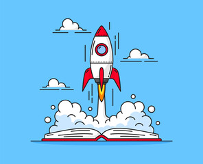 Wall Mural - rocket launch. education goals and achievement, innovations, business idea start, creativity boost v
