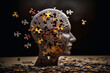 Human face made of puzzle pieces, concept of mental problems and psychology