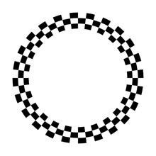 Circle Checkerboard Race Frame, Spiral Design Border Pattern, Copy Space. White Background. EPS Includes Pattern Swatch That Will Seamlessly Fill Any Shape. 