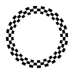 Wall Mural - Circle checkerboard race frame, spiral design border pattern, copy space. White background. EPS includes pattern swatch that will seamlessly fill any shape. 