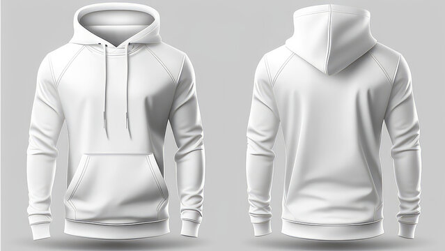 blank white hoodie template. hoodie sweatshirt long sleeve with clipping path, hoody for design mock