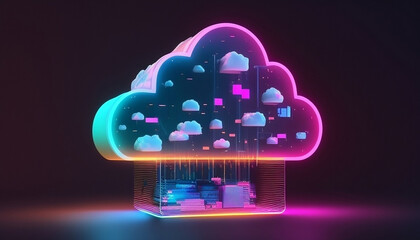 Wall Mural - cloud computing illustration. Simple, High Quality, 3D