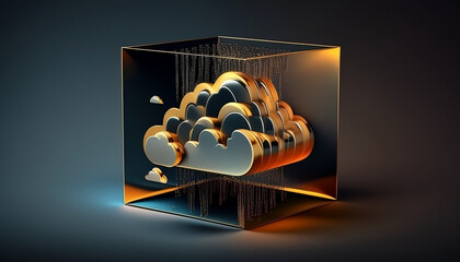 Wall Mural - Cloud Computing Services. IaaS, 4K, 3D, High Quality Illustration.