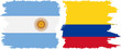 Colombia and Argentina grunge flags connection vector