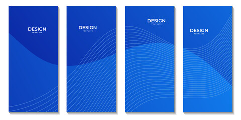 set of brochures with abstract blue wave gradient background