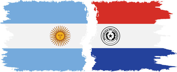 Paraguay and Argentina grunge flags connection vector