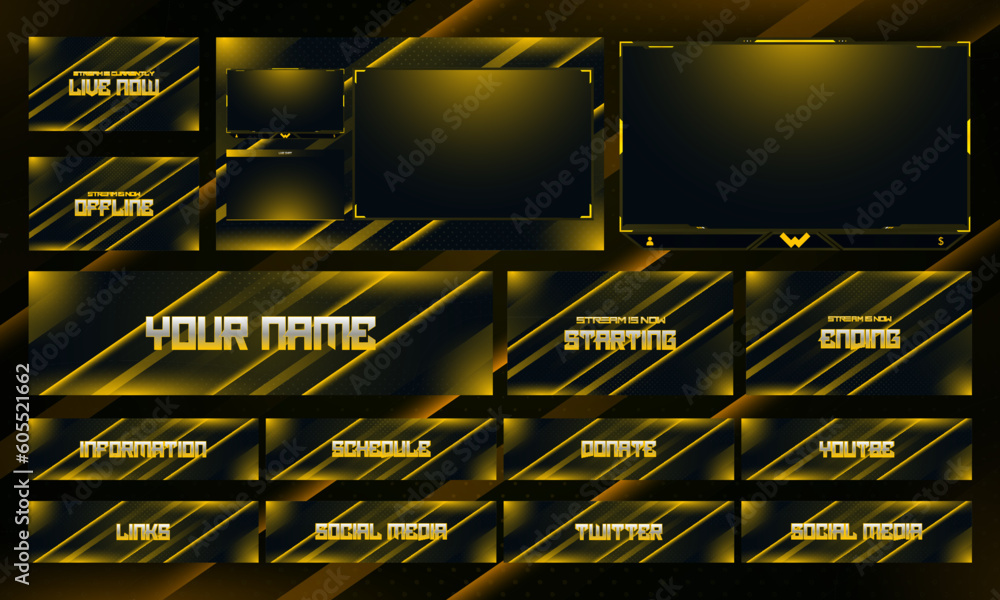 Stream Layout Example Twitch Overlay Live Stream template set Stock Vector | Adobe Stock
