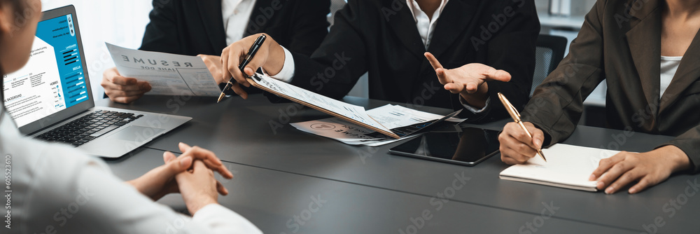 Candidate and interviewer discuss work experience and qualifications in ...