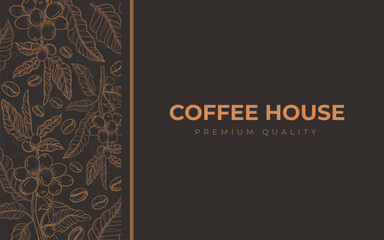 Simple elegant hand drawn coffee branch background
