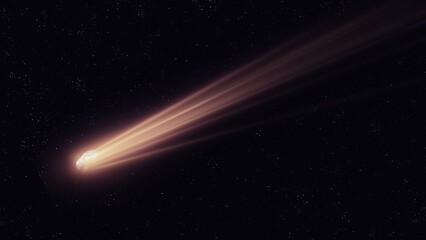 Wall Mural - large long tail of a comet on the background of space. beautiful comet in the starry sky. astronomic