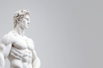 Marble masterpiece of a Greek god statue on a white background for copy space, generative AI