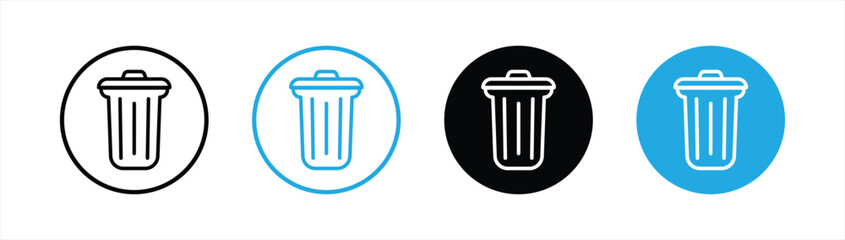 Wall Mural - trash bin icon set. bin icon symbol sign collections, vector illustration