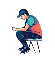 Canvas Print - Man sitting, illustrated in vector art style