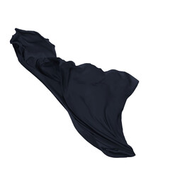 Smooth flying elegant On transparent background, Black fabric fluttering textile wind silk wave fashion satin motion drapery scarf flying chiffon veil.