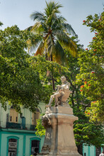 Statue Of Miguel De Cervantes Saavedra In Cervantes Square In Havana, Cuba