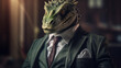 © Aliaksei - dragon businessman in a suit. Generative AI