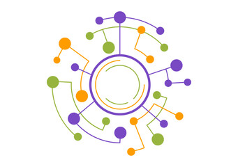 Abstract Social Network Vector Illustration with Polygonal Circles Shapes, Molecules Technology and Connecting Dots or Lines in Hand Drawn Templates