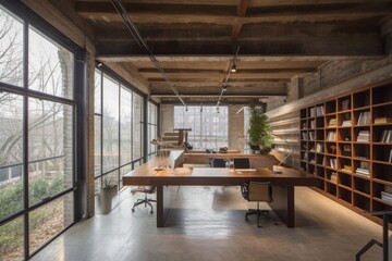 Sticker - adaptive reuse of an old warehouse into a modern office space, created with generative ai