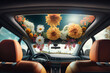 Car air freshner concept. Fresh flower scent in the air. generative AI.