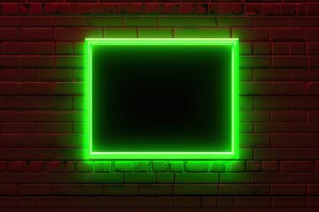 Wall Mural - neon frame on brick wall background, created with generative ai