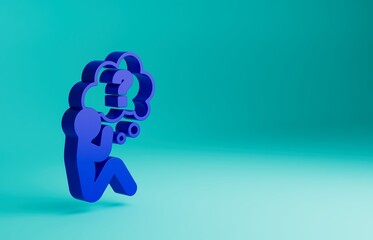 Wall Mural - Blue Human head with question mark icon isolated on blue background. Minimalism concept. 3D render illustration