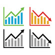 © PictureXpress - bar chart arrow chart going up profit and down loss diagram color and black and white
