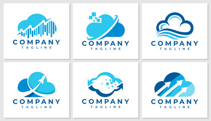 Modern technology analytic data cloud logo design set