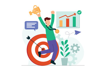 Successful Business Goals Modern Vector Illustration. Good Business Financial Growth