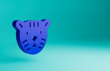 Canvas Print - Blue Tiger head icon isolated on blue background. Minimalism concept. 3D render illustration