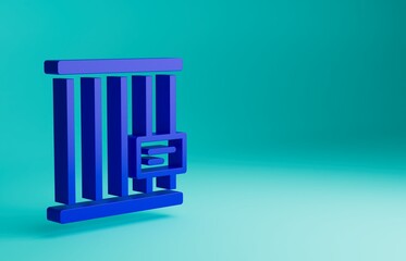 Sticker - Blue Animal cage icon isolated on blue background. Minimalism concept. 3D render illustration