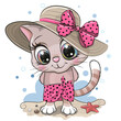 © reginast777 - Cartoon Kitty on the beach in a straw hat