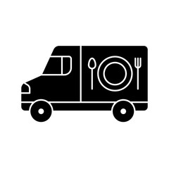 Wall Mural - Food delivery icon vector. Takeaway food illustration sign. fast food symbol. Restaurant on wheels logo.