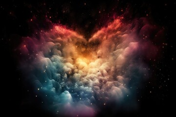 Wall Mural - close-up of a nebula heart, with bursts of colorful light and stars in the background, created with 