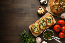 Tasty Toasts With Garlic, Homemade Products Appetizer
