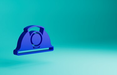 Poster - Blue Miner helmet icon isolated on blue background. Minimalism concept. 3D render illustration