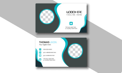 Corporate clean and modern business card template vector design and black and blue business card. 