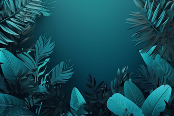 Naklejka na meble Tropical leaves foliage background with space for text, Generative ai