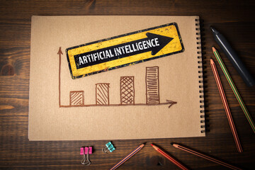 Canvas Print - Artificial intelligence. Development chart on wooden office table