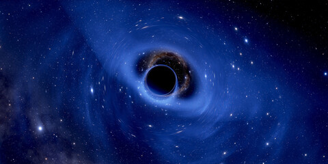 black hole with gravitational lens The mock of black hole in front of milky way